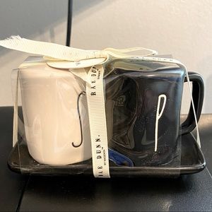 NEW Rae Dunn Salt and Pepper set on matching ceramic tray.